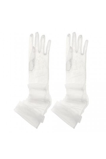 HomeSoGood Gants longs en tulle, gants de mariage pour femme, moufles fines pour robe de mariée, blanc, taille unique