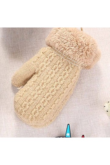 Gants dhiver - Enfants Enfants Gants Tricotés Mignon Dessin Animé Cou Suspendu Conception Hiver Bébé Garçons Filles Plus Vel