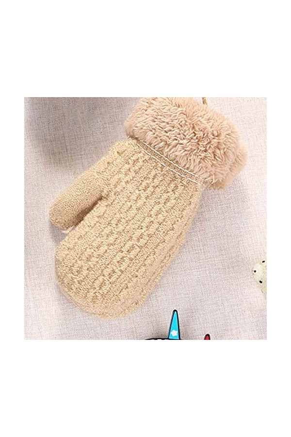 Gants dhiver - Enfants Enfants Gants Tricotés Mignon Dessin Animé Cou Suspendu Conception Hiver Bébé Garçons Filles Plus Vel