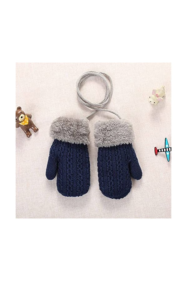 Gants dhiver - Enfants Enfants Gants Tricotés Mignon Dessin Animé Cou Suspendu Conception Hiver Bébé Garçons Filles Plus Vel