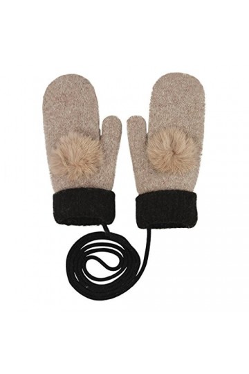 Moufles Laine Thermique Gants Hiver Automne Tricot Double Mitaines Epais Mignon Golves de Doigts Complet Doux Joli Gant de Sk