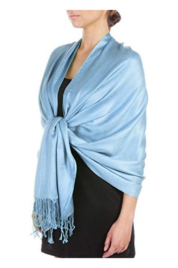 Sakkas 198cm x 71cm Touché soyeux Couleur Unie Type Pashmina Châle/Echarpe/Etole - vert émeraude