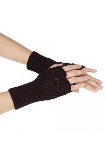 Gants dhiver Femme Automne Chaud Sport Gants Fingerless Écran Tactile Stretch Tricotent des Moufles Moitié Gants Fingerless 