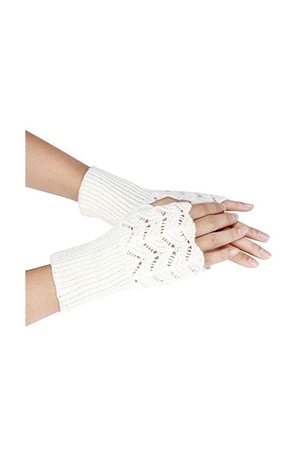 Gants dhiver Femme Automne Chaud Sport Gants Fingerless Écran Tactile Stretch Tricotent des Moufles Moitié Gants Fingerless 