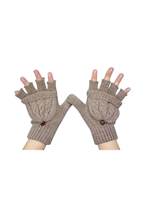 Milisten Sans Doigts Avec Couverture De Moufle Mitaines Dhiver Sans Doigts Mitaines De Tricotées Gants Sans Doigts Hommes Mi