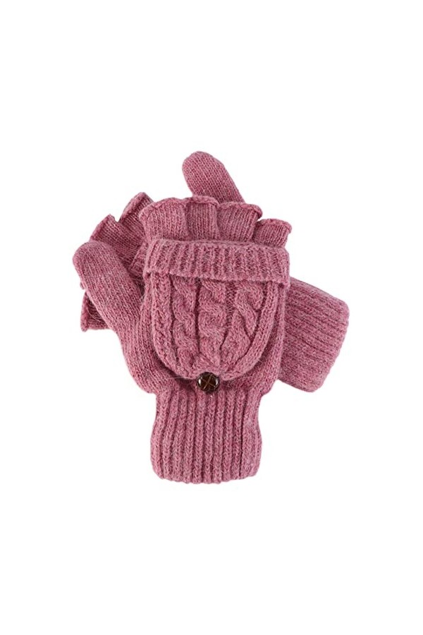 Milisten Sans Doigts Avec Couverture De Moufle Mitaines Dhiver Sans Doigts Mitaines De Tricotées Gants Sans Doigts Hommes Mi