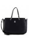 Tommy Hilfiger Sac Femme TH Emblem Satchel Fermeture Éclair, Noir Black , Taille Unique