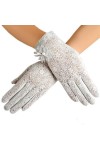 RDWESZOD Gants Femme Dentelle Floral Elégant Court Gants, Blanc B, taille unique