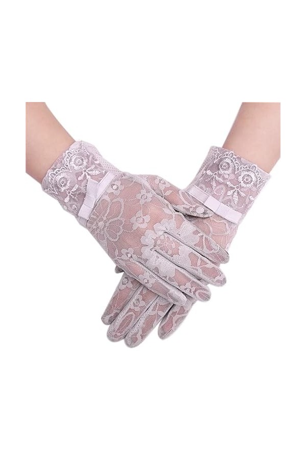 RDWESZOD Gants Femme Dentelle Floral Elégant Court Gants, Blanc B, taille unique
