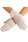 RDWESZOD Gants Femme Dentelle Floral Elégant Court Gants, Blanc B, taille unique