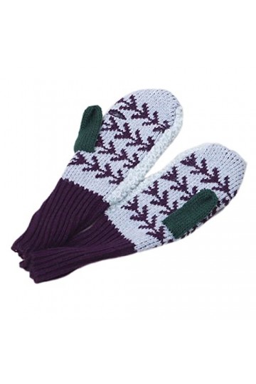 Kalttoy Moufles épaisses dhiver pour écran tactile Gants en crochet Gants élastiques, violet, Taille Unique