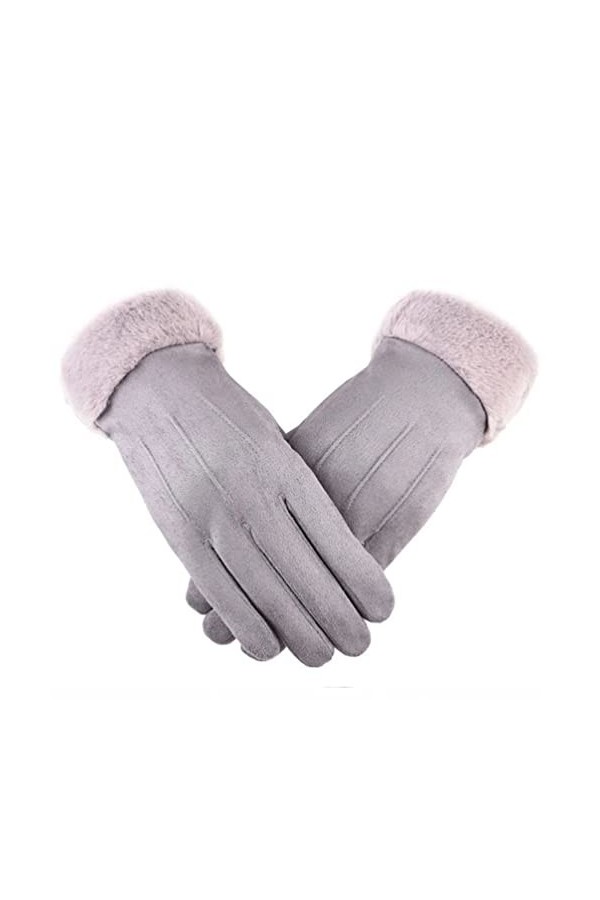 TJOIUY Gants dhiver Mode Femmes Gants Automne Hiver Mignon Fourrure Mitaines Chaudes Plein Doigt Mitaines Femmes Sport de Pl
