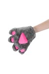 Gant de Patte de Chat Enfant Fille Garçon Gant en Peluche Noir Gris Moufle avec corde Mitaine Plein-doigt Chaud dHiver Gants