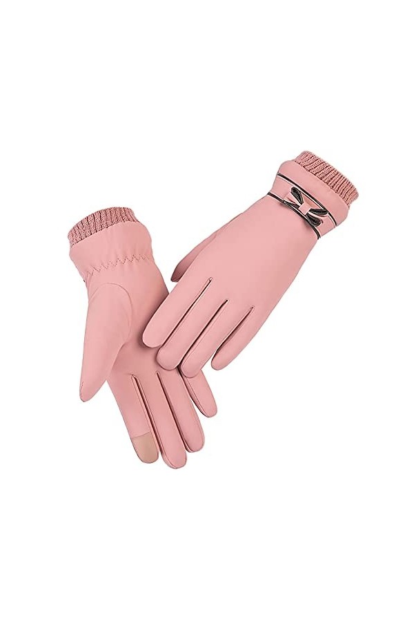 YJLGMM Mode Hiver Femmes Gants Coupe-Vent Peluche Interne Peluche Chaude Femme Mitaines Tactile écran Tactile PU des Gants de