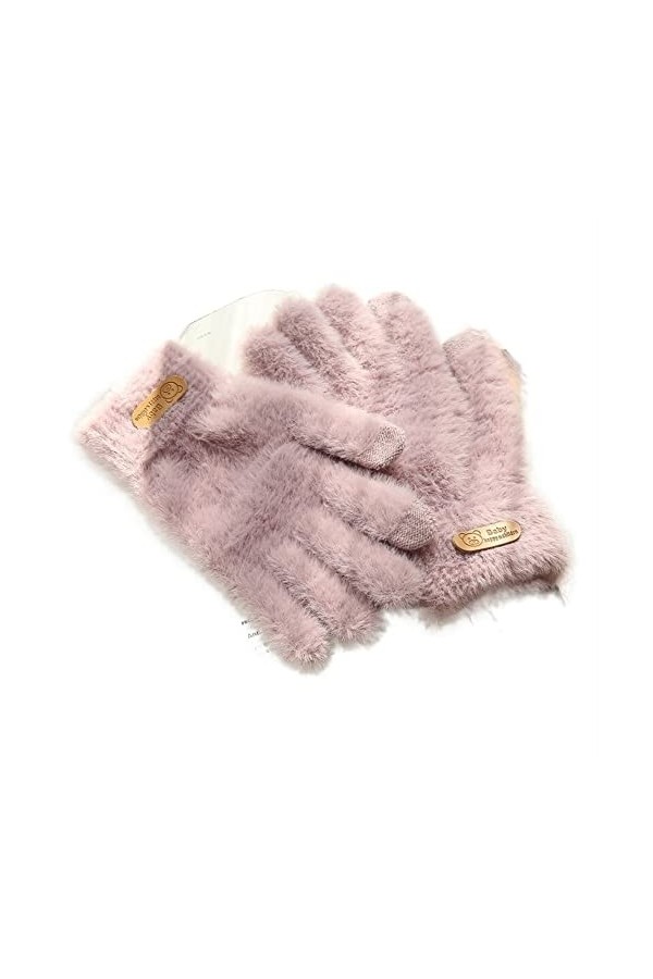DDMINE Gants tricotés Hiver Chaud épais écran Gants de Fourrure Mitaines Solides Femmes Cachemire Laine Gant Color : Purple,