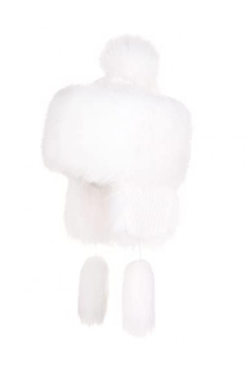 Futrzane Montagne Chapka en Fausse Fourrure De Renard pour Hiver Blanc 