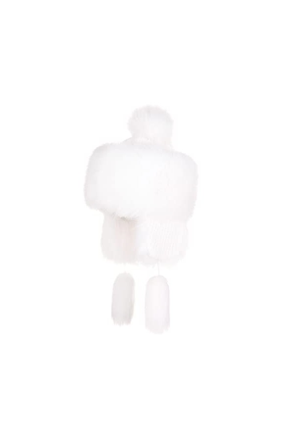 Futrzane Montagne Chapka en Fausse Fourrure De Renard pour Hiver Blanc 
