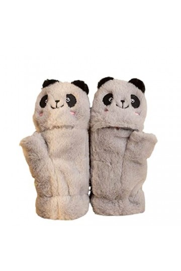 Liyinco Gants en Peluche pour Femme, Mignons Gants sans Doigts pour lhiver, Gants Demi-Doigts de Cyclisme en Plein air à cla
