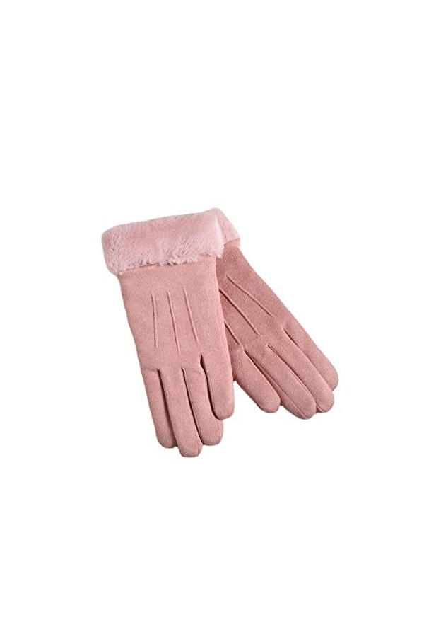 Gants dhiver en coton épais pour femme - En polaire - Coupe-vent - Chaud - En polaire, Noir , taille unique
