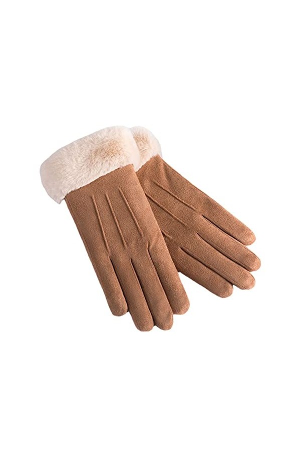 Gants dhiver en coton épais pour femme - En polaire - Coupe-vent - Chaud - En polaire, Noir , taille unique