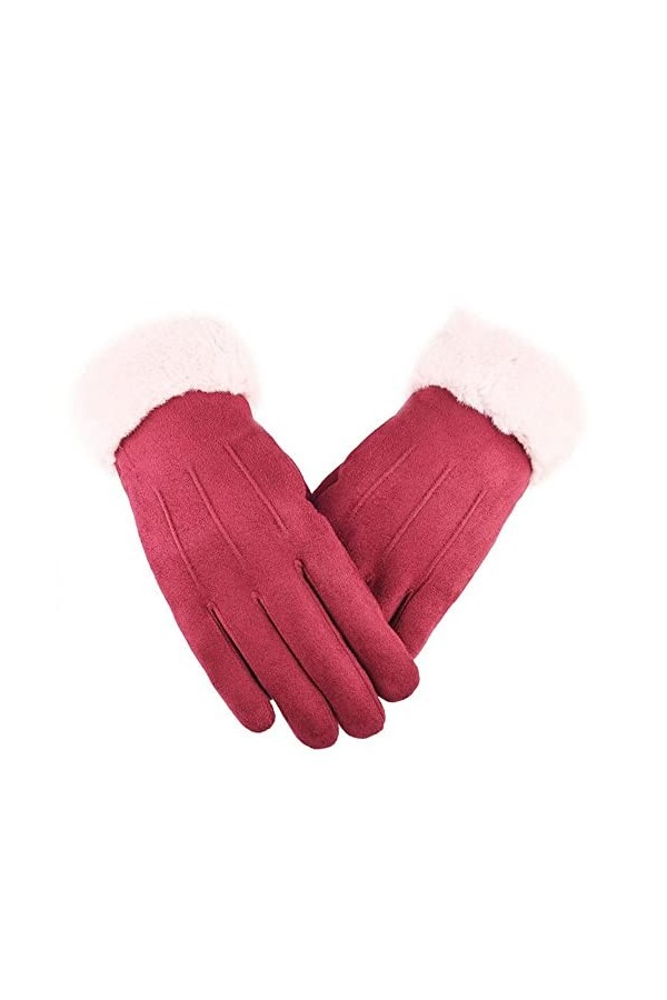 Gants dhiver en coton épais pour femme - En polaire - Coupe-vent - Chaud - En polaire, Noir , taille unique