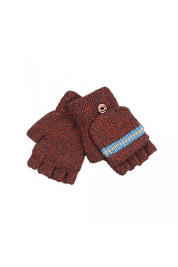 Aolongjs Gants tricotés Gants dhiver en Tricot Chaud pour garçons de 8 à 12 Ans, Mitaines en Tricot Chaud, avec Housse Rabat