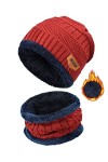 heekpek 2 Pièces Chaud Bonnet Chapeau Écharpe Tricot et Tour de Cou avec Doublure Polaire Ensemble Bonnet Echarpe Homme Femme