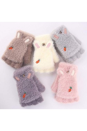 Gants sans Doigts pour Femmes,Extérieur Mignon Mode Femmes Fille Hiver Chaud Faux Gants sans Doigts en Peluche Mitaines Légèr