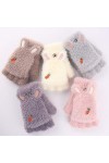 Gants sans Doigts pour Femmes,Extérieur Mignon Mode Femmes Fille Hiver Chaud Faux Gants sans Doigts en Peluche Mitaines Légèr