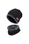 HIDARLING Chaud Bonnet Tricot et Tour de Cou avec Doublure Polaire unisexe Bonnet Hiver et écharpe pour le ski Noir 