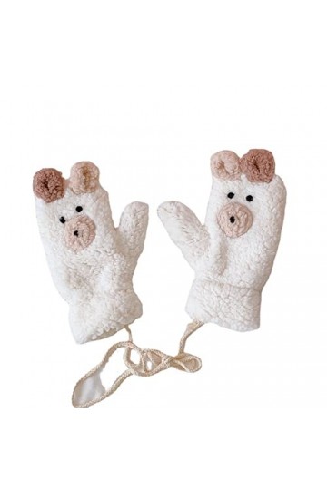 Gants en peluche Kawaii avec doublure Sherpa pour lhiver, blanc, Taille Unique
