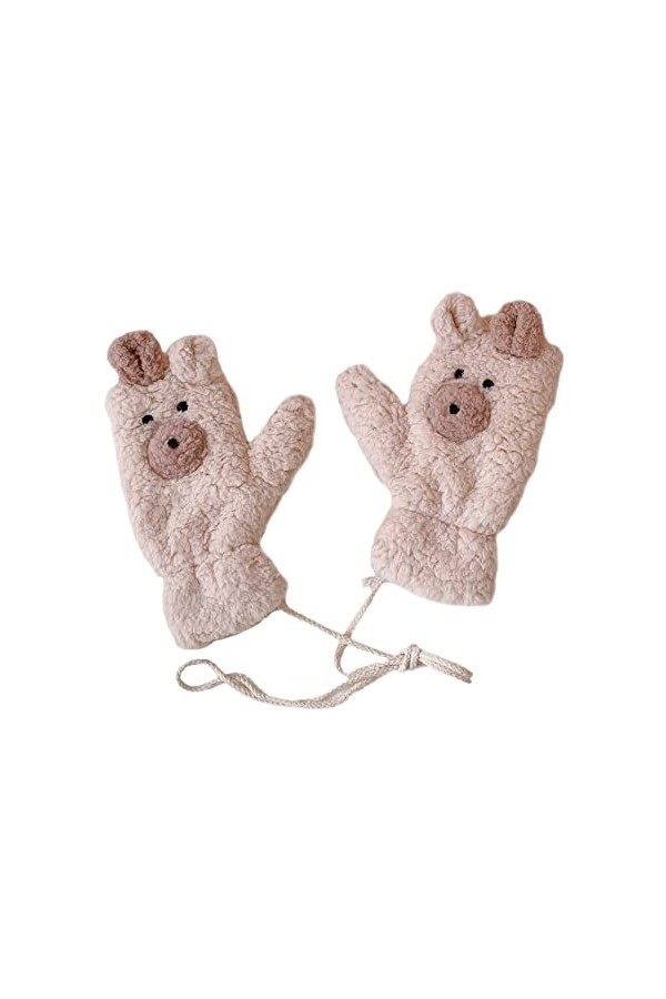 Gants en peluche Kawaii avec doublure Sherpa pour lhiver, blanc, Taille Unique