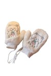 Gants en peluche Kawaii avec motif ours mignon brodé, mitaines pelucheuses doublées Sherpa pour lhiver, Kakhi., Taille Uniqu