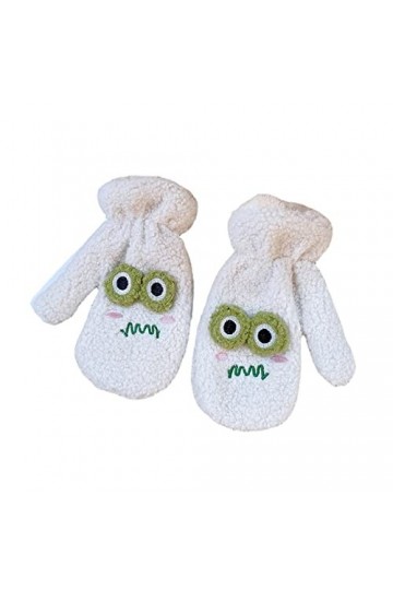 Mitaines en peluche Kawaii mignonnes en forme de grenouille doublées Sherpa Accessoires chauds dhiver, blanc, Taille Unique