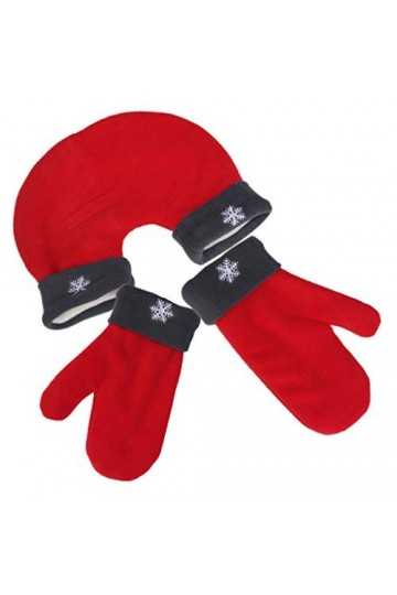 Frotox Paire de gants en polaire pour amoureux de lhiver Moufles en polaire épaisse Flocon de neige, Rouge, Hands 30*26CM