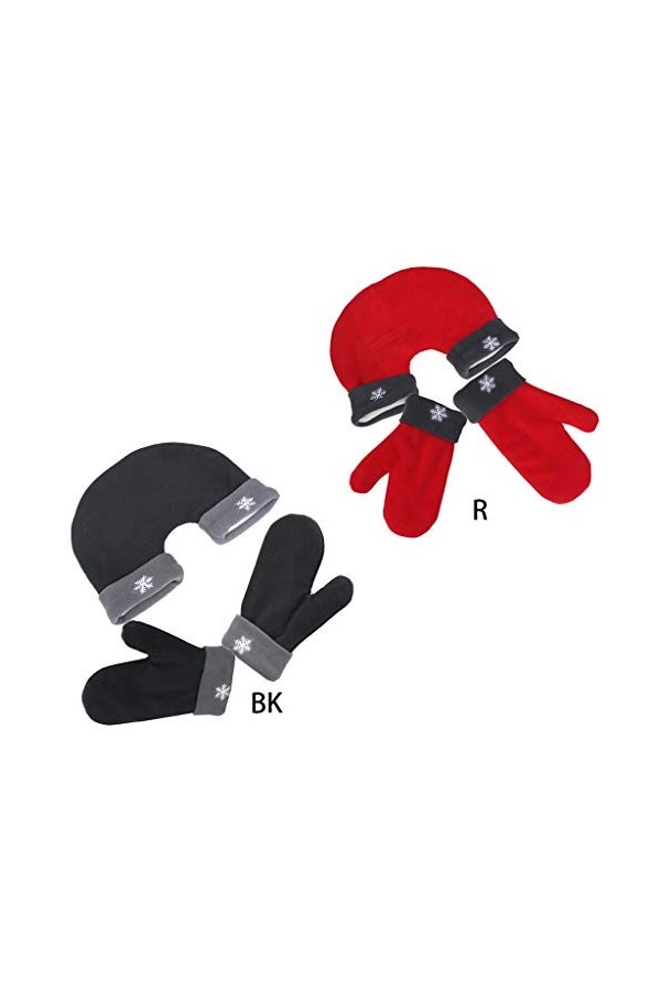 Frotox Paire de gants en polaire pour amoureux de lhiver Moufles en polaire épaisse Flocon de neige, Rouge, Hands 30*26CM