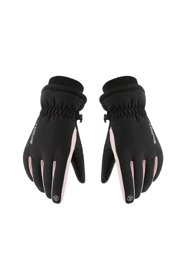 Gants en Cuir Femme Été Rouge Femme/Homme Moufles de Ski Hiver Chauds en Peluche Épaissies Coupe-Vent Moufles de Plein Air po