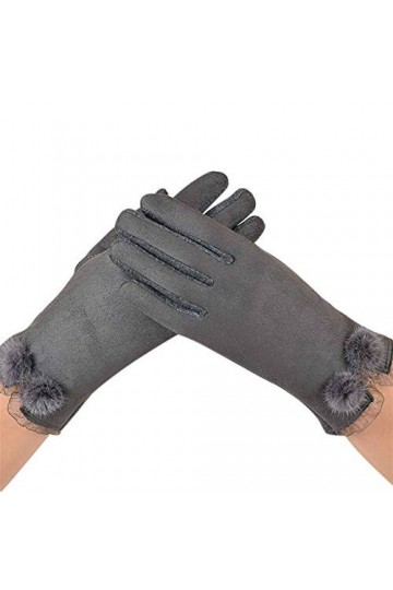 AiKoch Femmes Gants dhiver for Dames Gants Gants Soft Black Moufles Cold Protection Color : Gray 