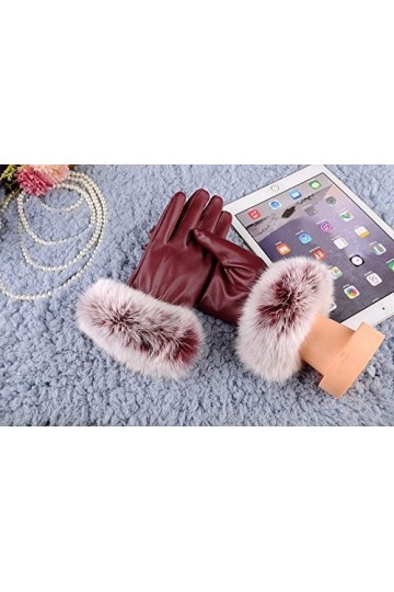 EMAlusher Gants chauds pour femme - Coupe-vent chaud - Gants épais en velours - Automne hiver - Moufles déquitation en cuir 