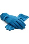 AiKoch Gants Chaud en Dentelle De Laine dhiver for Les Femmes Bow Décorations Femmes Gants Doigts Plein De Bons Moufles Cold