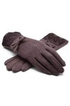 AiKoch Gants Chaud en Dentelle De Laine dhiver for Les Femmes Bow Décorations Femmes Gants Doigts Plein De Bons Moufles Cold