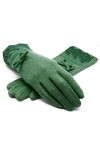 AiKoch Gants Chaud en Dentelle De Laine dhiver for Les Femmes Bow Décorations Femmes Gants Doigts Plein De Bons Moufles Cold