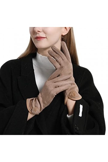 Gants de cyclisme en daim avec écran tactile pour femme - Kaki - Taille unique