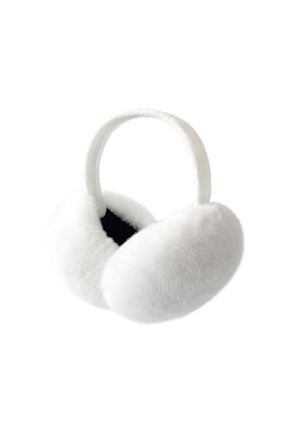 LCXSHYE Cache-oreilles en fausse fourrure dhiver mignon chaud pliable extérieur cache-oreilles pour femmes filles - blanc - 