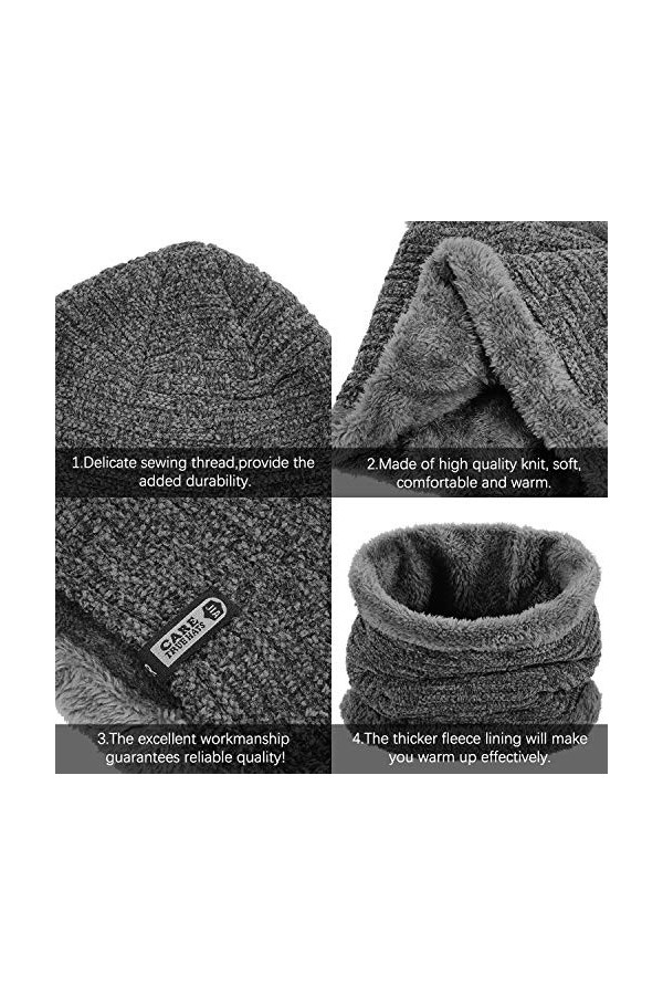 Tencoz Bonnet Hiver Chapeau Beanie Écharpe Bonnet Chapeau Tricot Hiver Beanie Bonnet pour Homme et Femme Chauffant Bonnet Tri