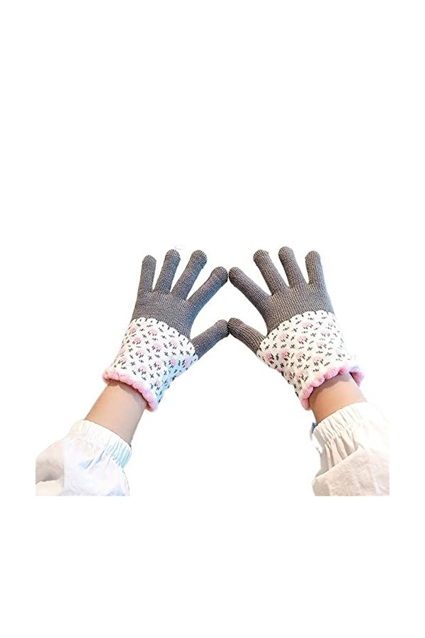 DDMINE Gants Chauffe-Mains dhiver épaissir Polaire tricoté Femmes écran Tactile épissage Conception Doux Mitaines Jacquard 