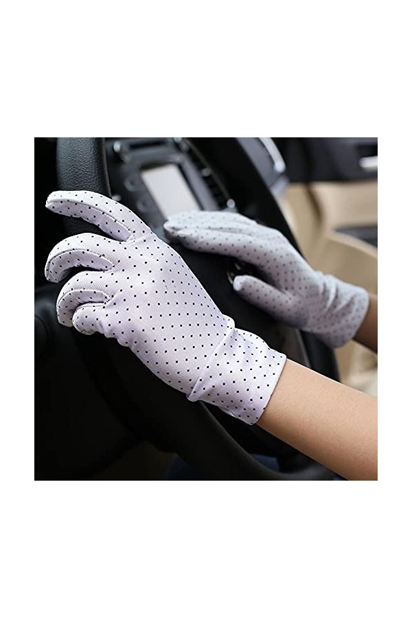 Nuoyazou Mitaine Classique de Couleur Unie Mince Conduite antidérapante Été Dames Crème Solaire en Soie glacée Gants Extensib