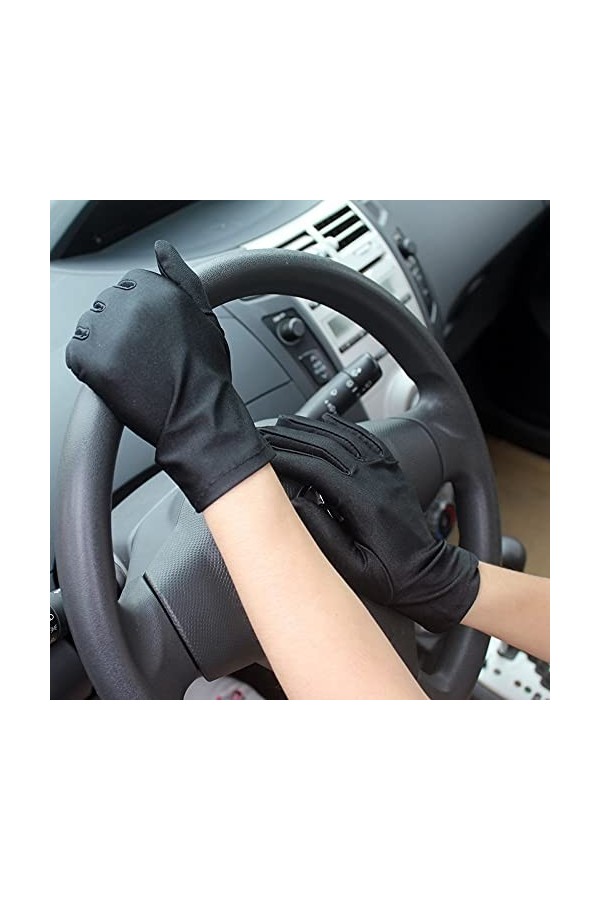 Nuoyazou Mitaine Classique de Couleur Unie Mince Conduite antidérapante Été Dames Crème Solaire en Soie glacée Gants Extensib