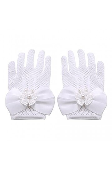 DSFEOIGY Enfants Dentelle Pearl Mesh Bow Gants Bow Girl Parti Fournitures Anniversaire Cérémonie danniversaire Accessoires p