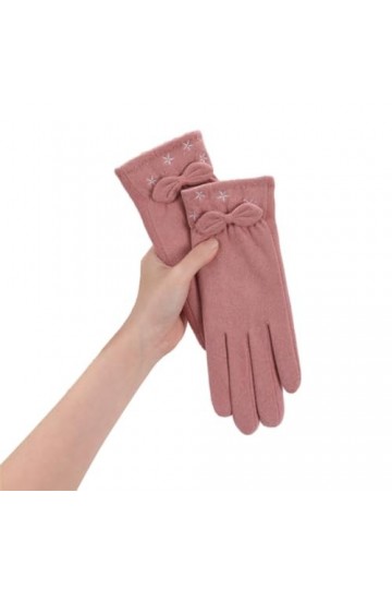 SMED Gants chauds en velours fin épais, résistants au froid, coupe-vent, extensibles, pour écran tactile, rose, taille unique